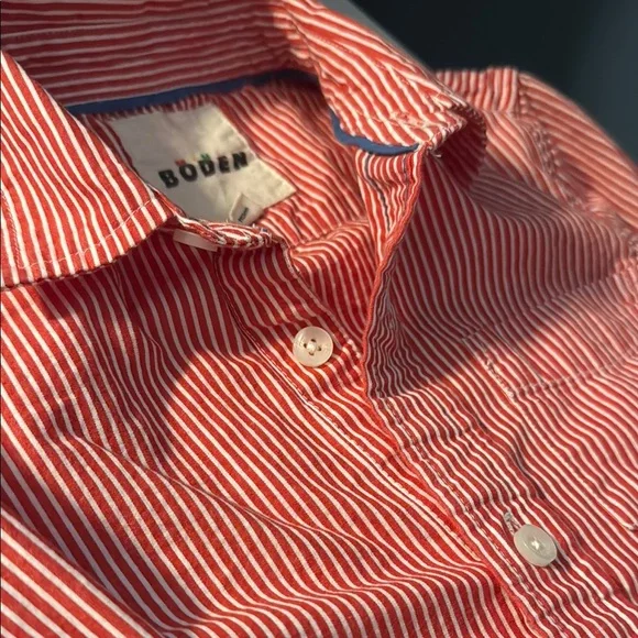 Boden Kids Red Striped Shirt - Picture 5 of 5